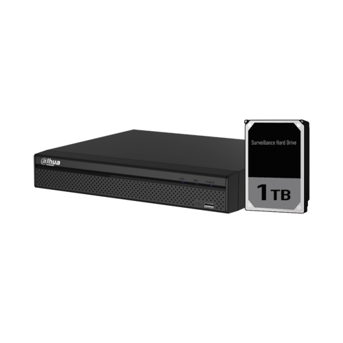 Dahua 8ch H.265+ NVR Record Up to 8MP, 80Mbps input, 8 Port PoE, 1 x HDD space up to 10TB, 1x HDMI(4K)/VGA, Smart 2.0, P2P, 1TB HDD installed