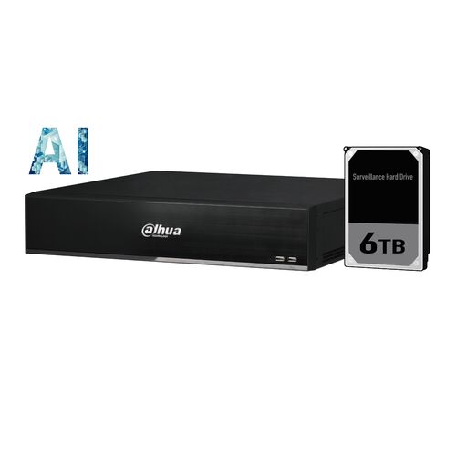 Dahua 64ch AI NVR Record Up to 16MP,2x HDMI(4K)/VGA, Face Capture, Face Recognition, People Counting, ANPR, POS, P2P, HDD6TB installed