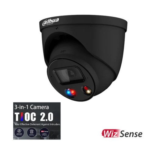 DAHUA 6MP TIOC 2.0 ACTIVE DETERRENCE TURRET FIXED CAMERA BLACK