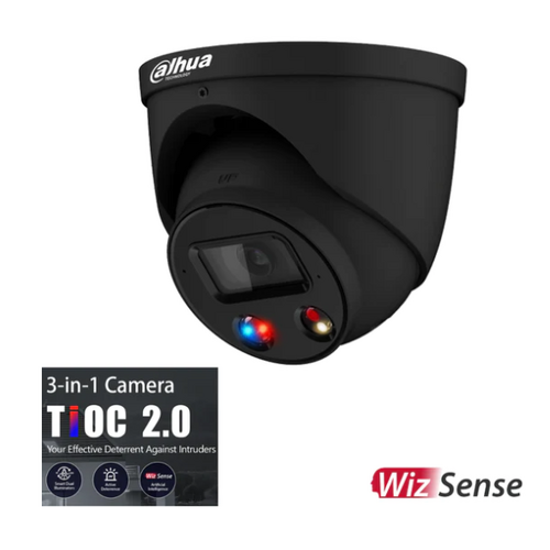 DAHUA 8MP TIOC 2.0 ACTIVE DETERRENCE TURRET FIXED CAMERA BLACK
